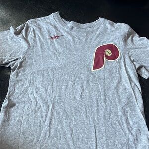 Nike Heather Gray Tee with Burgundy Logo